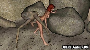 Sexy 3D redhead babe gets fucked by an alien spider