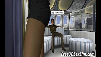 Foxy 3D brunette babe getting fucked in an airplane