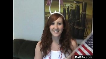 Patriot girl fingering herself to celebrate Independence Day
